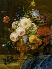 A Still Life with Flowers in a Golden Vase by Adriana-Johanna Haanen